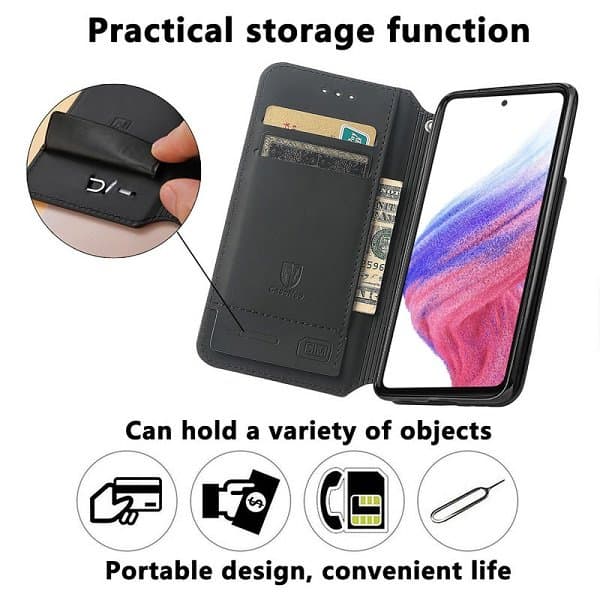 CaseNeo For Samsung Galaxy A53 5G Leather Wallet Flip Case With RFID Blocking Credit Card Holder Slots Cover - Colored Squares CaseNeo For Samsung Galaxy A53 5G Leather Wallet Flip Case With RFID Blocking Credit Card Holder Slots Cover - Colored Squares